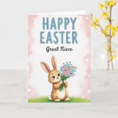 Rabbit Flower Pattern Easter Card カード (黄色い花)