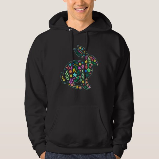 rabbit flower, retro, vintage パーカ (正面)