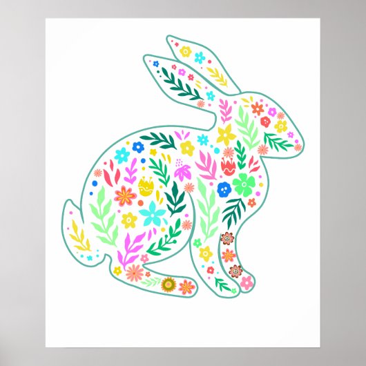 rabbit flower, retro, vintage ポスター (正面)