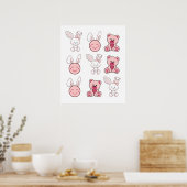 rabbit game, retro, vintage ポスター (キッチン)