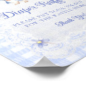 Rabbit Gingham Bunny Baby Shower Diaper Raffle ポスター (角)