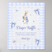 Rabbit Gingham Bunny Baby Shower Diaper Raffle ポスター (正面)