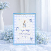 Rabbit Gingham Bunny Baby Shower Diaper Raffle ポスター