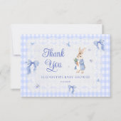 Rabbit Gingham Bunny Baby Shower Thank You Card カード (正面)
