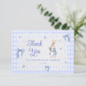 Rabbit Gingham Bunny Baby Shower Thank You Card カード (スタンド正面)