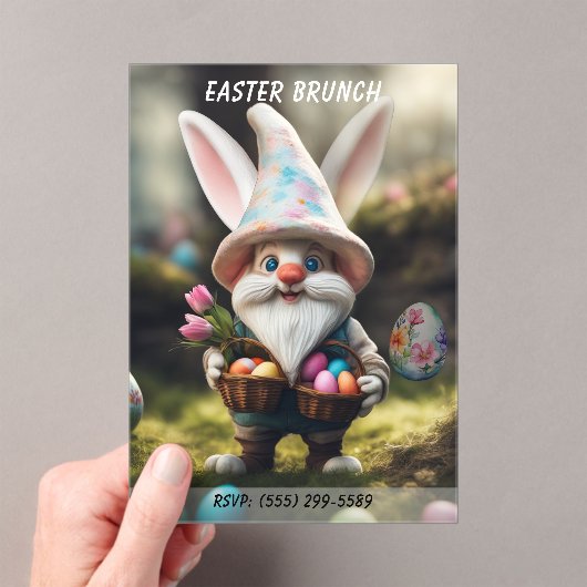 Rabbit Gnome Egg Basket Easter Brunch アクリル招待状 (インサイチュ (ポータブル))