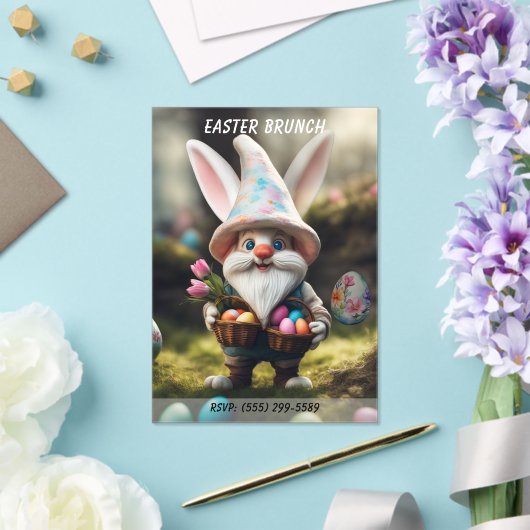 Rabbit Gnome Egg Basket Easter Brunch アクリル招待状 (インサイチュ (ウェディング))