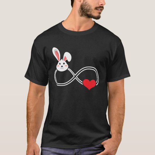 Rabbit Heart Animal Love Infinity Tシャツ (正面)