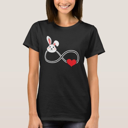 Rabbit Heart Animal Love Infinity Tシャツ (正面)