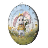 Rabbit holding bouquet of white daisies ダーツボード (正面右)