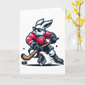 Rabbit Ice Hockey Bunny Easter Day  カード (黄色い花)