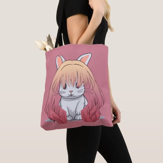 Rabbit in a Wig Tote トートバッグ (クローズアップ)