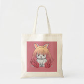 Rabbit in a Wig Tote Bag トートバッグ (正面)