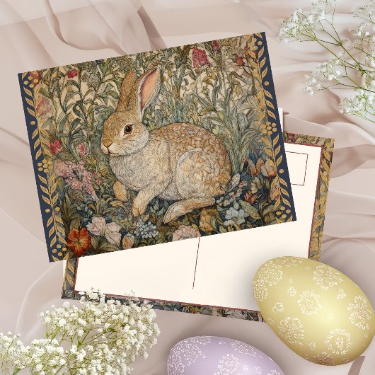 Rabbit in an English Garden William Morrisスタイル ポストカード
