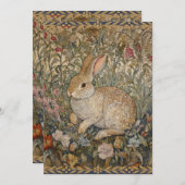 Rabbit in an English Garden William Morrisスタイル 招待状 (正面/裏面)