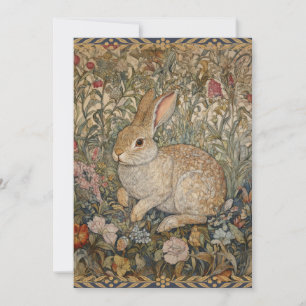 Rabbit in an English Garden William Morrisスタイル 招待状