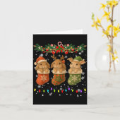 Rabbit In Christmas Socks Lights Rabbit Xmas  カード (黄色い花)