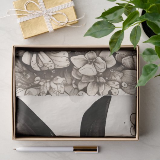 Rabbit in Line Art 2 Decopage紙 薄葉紙 (ギフト)