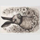 Rabbit in Line Art 2 Decopage紙 薄葉紙 (正面)