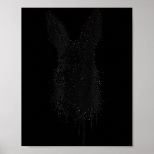 Rabbit Ink Art Nge Edgy Forest Wildlife Rtrait Bun ポスター (正面)