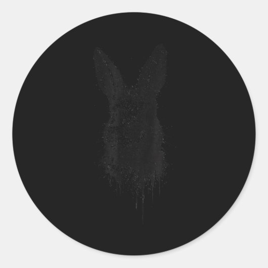 Rabbit Ink Art Nge Edgy Forest Wildlife Rtrait Bun ラウンドシール (正面)