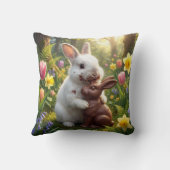 Rabbit Licking a Chocolate Easter Bunny クッション (裏面)