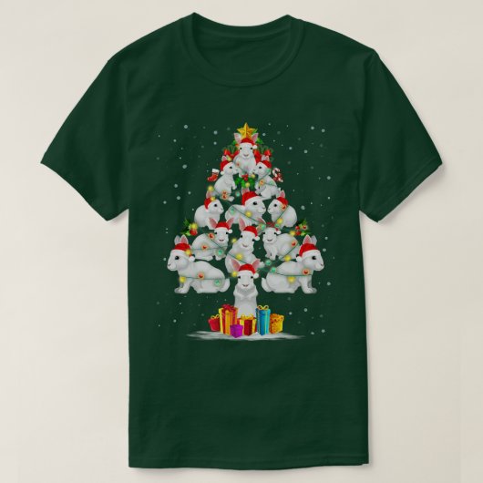 Rabbit Love Christmas Tree Light Hat Snow Santa Xm Tシャツ (デザイン正面)