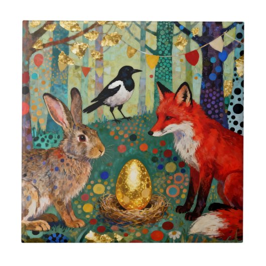 Rabbit, Magpie, Fox and “The Golden Goose Egg” タイル (正面)