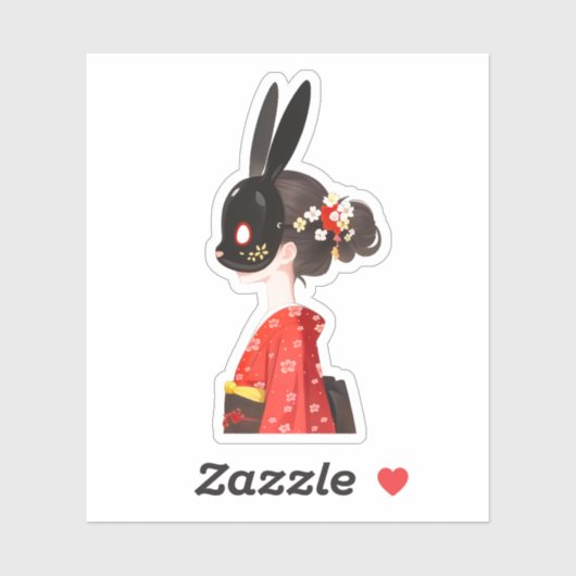 Rabbit Mask Kimono Girl – Dark Kawaii シール (シート)