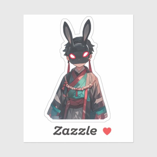 Rabbit Mask Kimono Sticker – Dark Kawaii シール (シート)