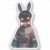 Rabbit Mask Kimono Sticker – Dark Kawaii シール (正面)