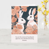 rabbit message happy birthday カード (黄色い花)