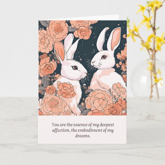 rabbit message happy birthday カード (黄色い花)