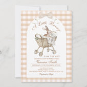 Rabbit Neutral Beige Bunny Baby Shower 招待状 (正面)