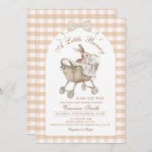 Rabbit Neutral Beige Bunny Baby Shower 招待状 (正面/裏面)