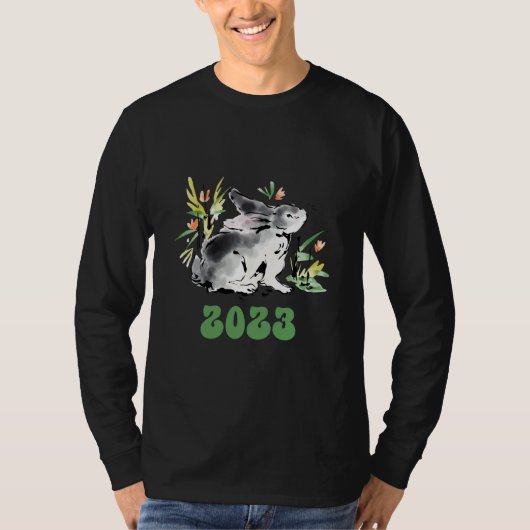 Rabbit New Year 2023 Christmas Celebration Santa E Tシャツ (正面)