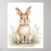 Rabbit Nursery Wall Art – Woodland Baby Room  ポスター (正面)