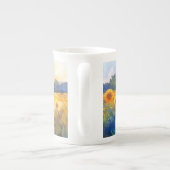 Rabbit orange jumper sunflowers Happy Easter ボーンチャイナマグカップ (裏面)