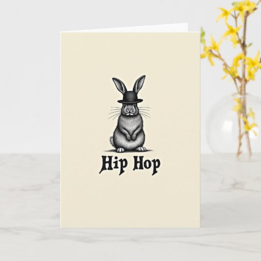 Rabbit Pattern Hip Hop Card カード (黄色い花)