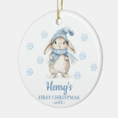 Rabbit Personalized Baby's First Christmas セラミックオーナメント (左)