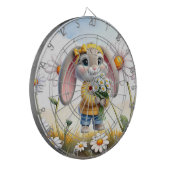 Rabbit pink ears white daisies ダーツボード (正面左)