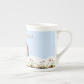 Rabbit pink ears white daisies Happy Easter ボーンチャイナマグカップ (右)
