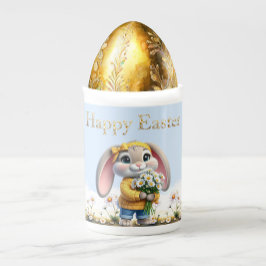 Rabbit pink ears white daisies Happy Easter ボーンチャイナマグカップ