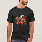Rabbit ride Chinese Dragon Funny Mens Womens Happy Tシャツ (正面)