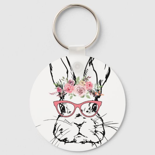 rabbit rose, retro, vintage キーホルダー (正面)