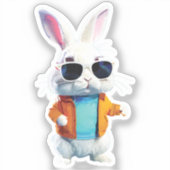 Rabbit Sticker with Jacket and Sunglasses シール (正面)