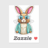 Rabbit Sticker with Jacket and Sunglasses シール (シート)