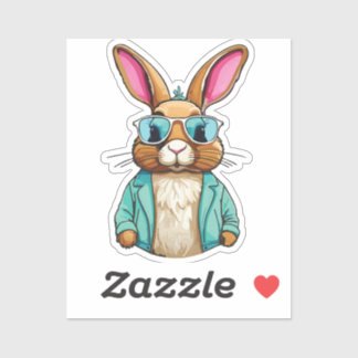 Rabbit Sticker with Jacket and Sunglasses シール