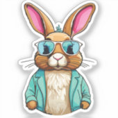 Rabbit Sticker with Jacket and Sunglasses シール (正面)