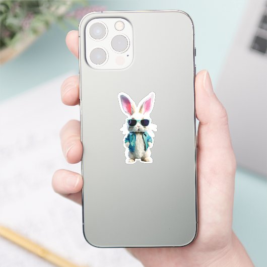 Rabbit Sticker with Jacket and Sunglasses シール (スマートフォン)
